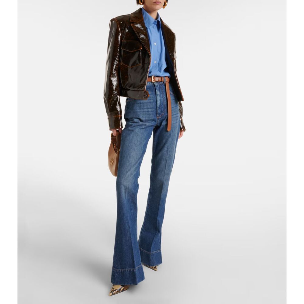 SPORTMAX Robinia Denim Mid Waist Flared Jeans - Blue 27